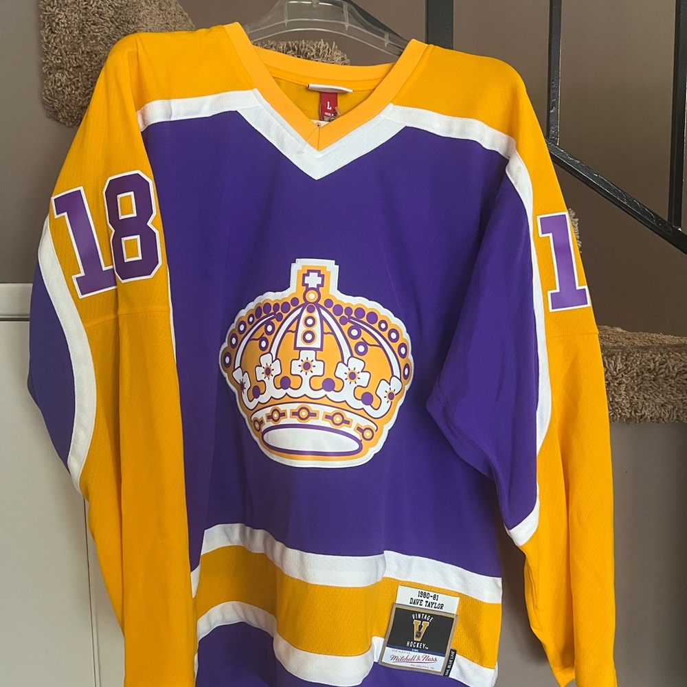 Mitchell & Ness Vintage Dave Taylor Purple and Gold Hockey Jersey